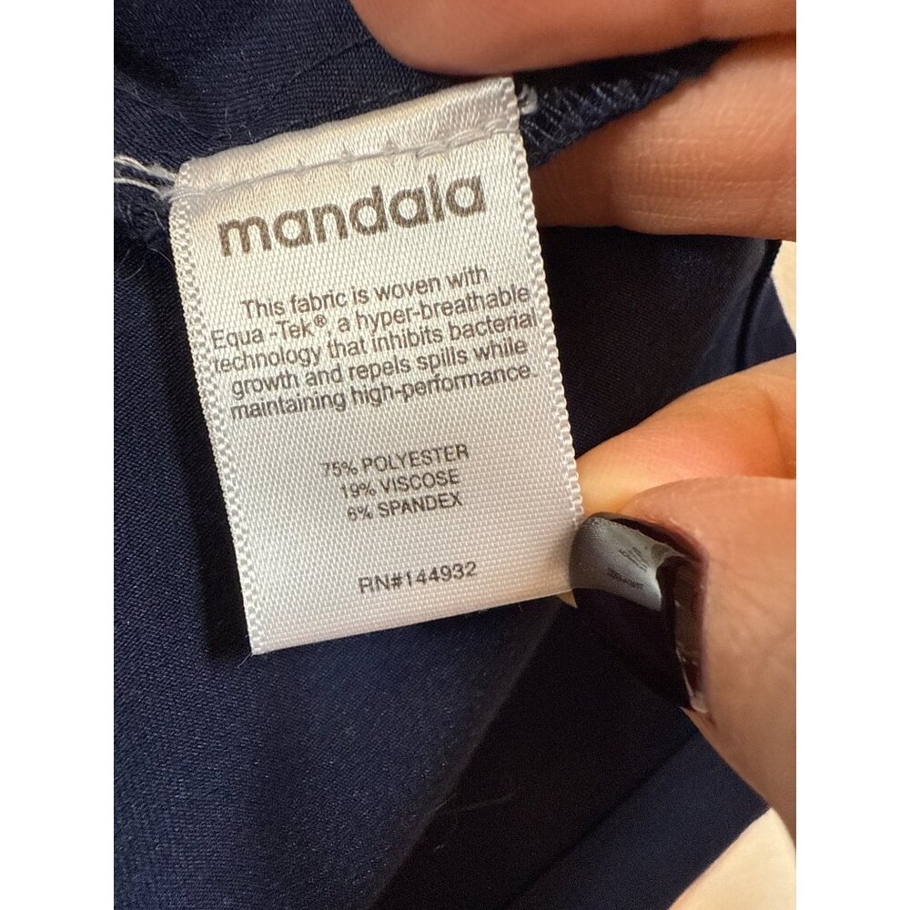 Mandala V-Neck Navy Blue Scrub Top Stretch Fabric Medium (KK282) - Picture 7 of 7